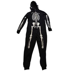 URATOT Women XL Glow in Dark Skeleton Halloween Costume Hooded Full-body Pajama